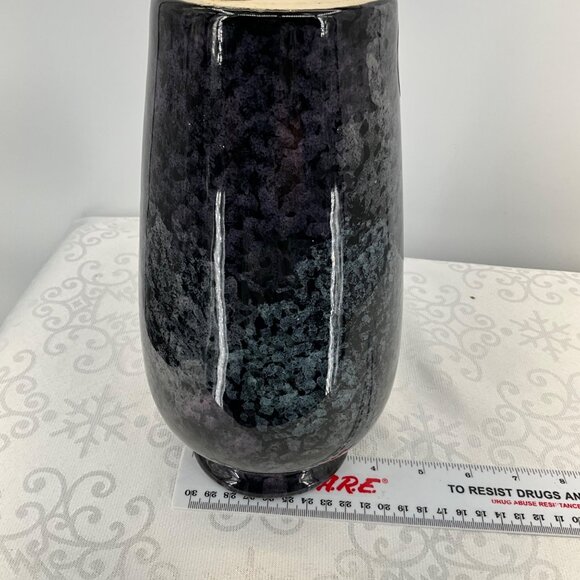 Harris Pottery Ceramic Vase Black Mottled Glaze Made In Usa Chicago - Picture 7 of 7